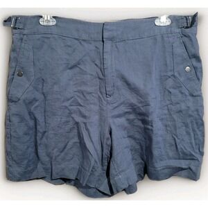 Athleta Voyager Linen Shorts Sz 18x6.5 Dark Gray Travel Adjustable Waist Pockets
